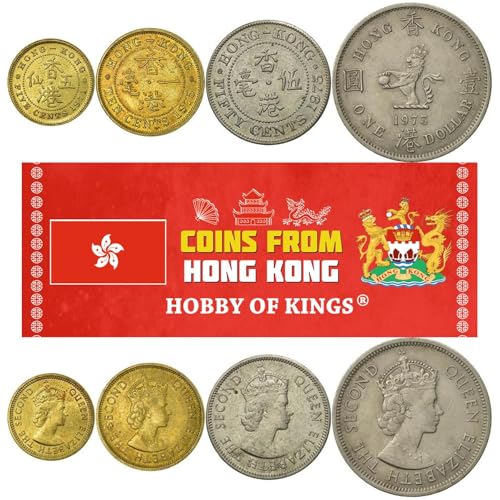 Ensemble 4 pièces monnaies Hong Kong 1971-1980
