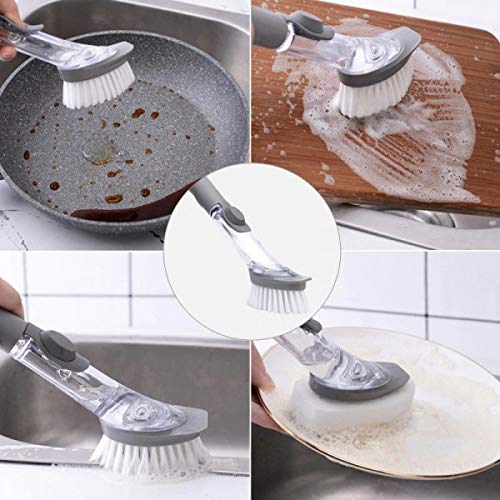 QITIS Automatic Kitchen Cleaning Brush Liquid Tank Scrubber Long Handle