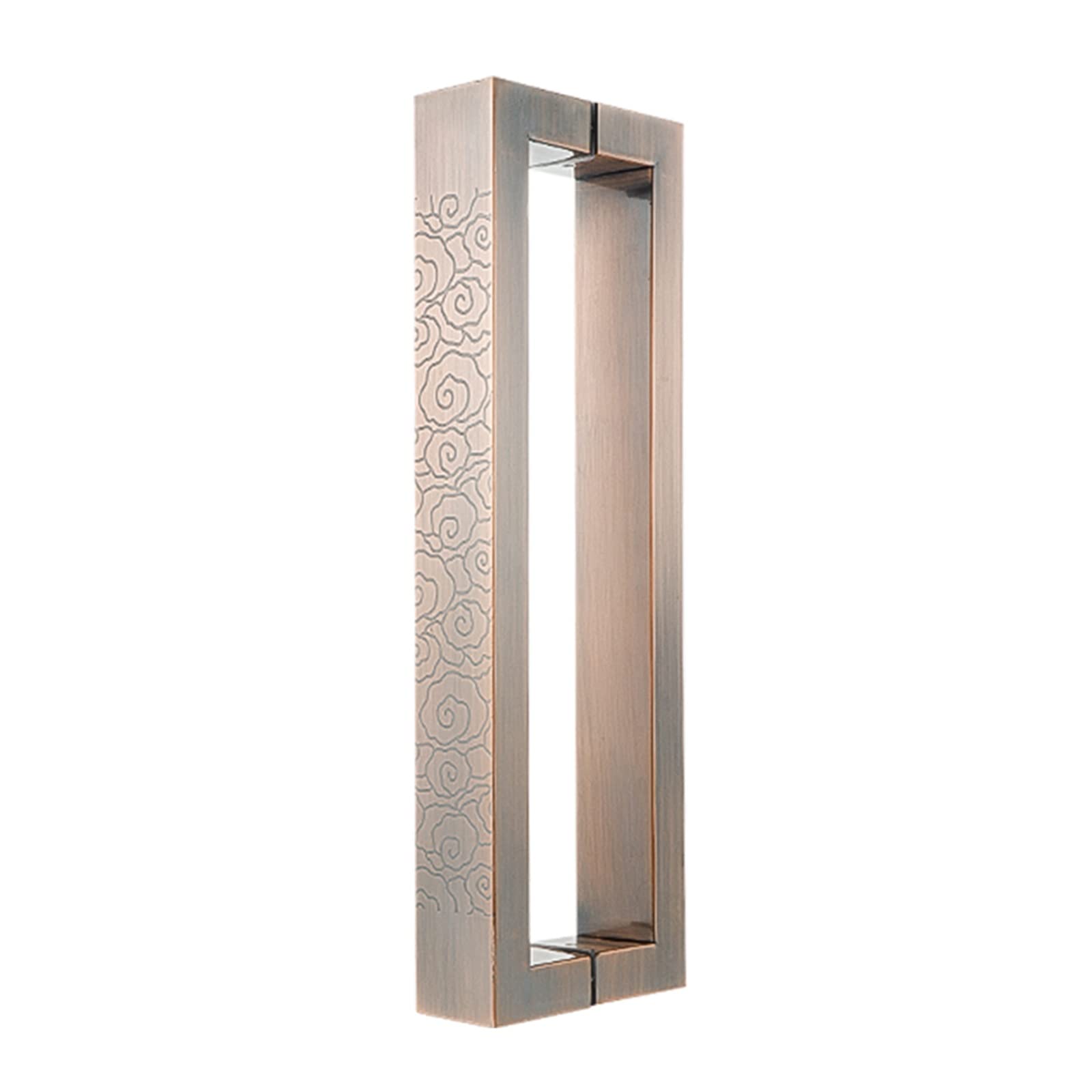 ADGCFKOP Shower Door Handle,ic Barn Door Handles,Sliding Push Pull Door Shower Glass Door Pulls Handles Large Rectangle Gate Rod with Pattern Carve(Red Bronze,Length 80cm(31.5inch))