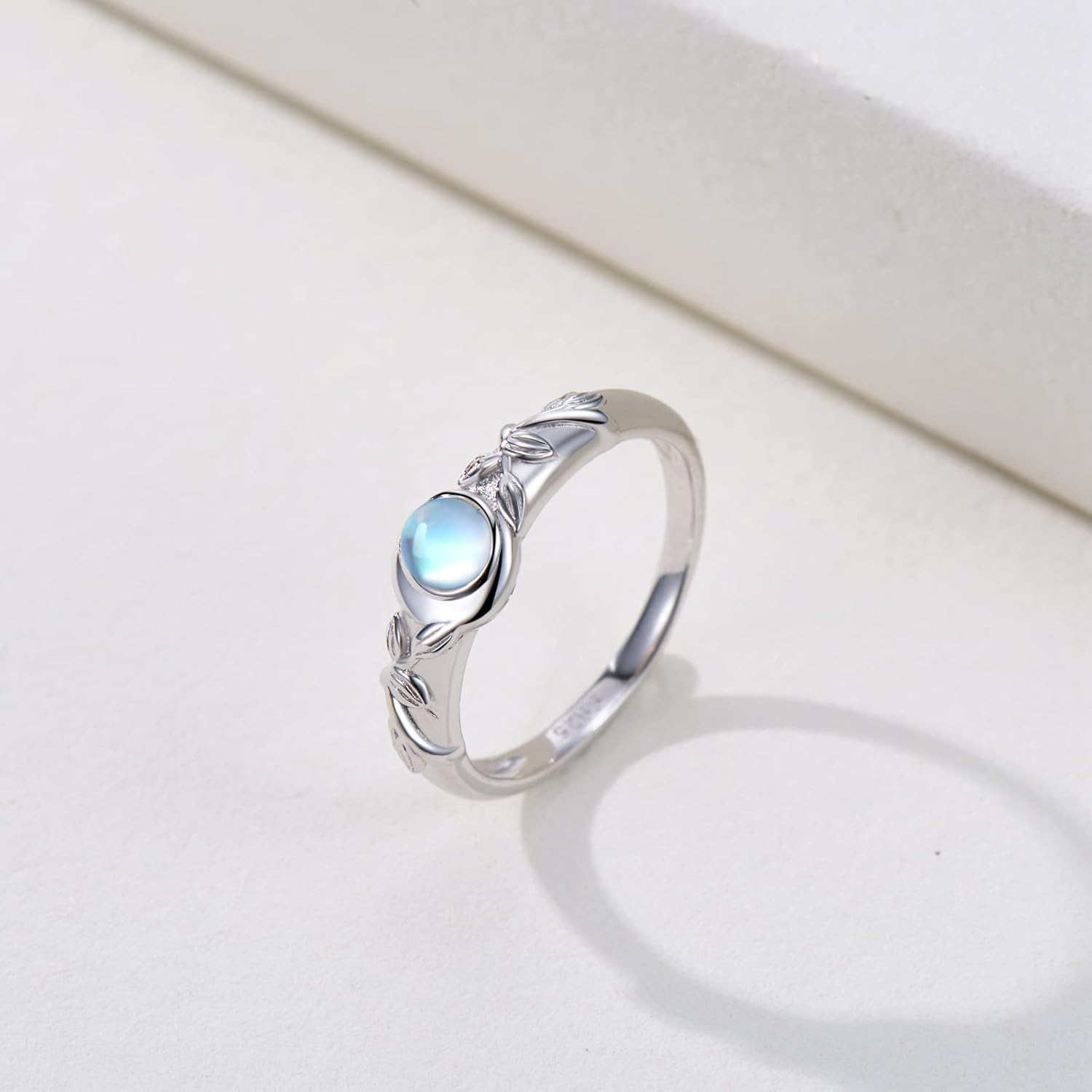 Moonstone Ring for Women 925 Sterling Silver Leaf Moonstone Ring Jewelry for Women