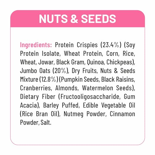Image of RiteBite Max Protein Granola Nuts & Seed - (No Added Sugar) 500g| 7 Grains Breakfast Granola Muesli| 10g Protein | 10g Fiber | Natural Ingredients| Simply Delicious| Vegan