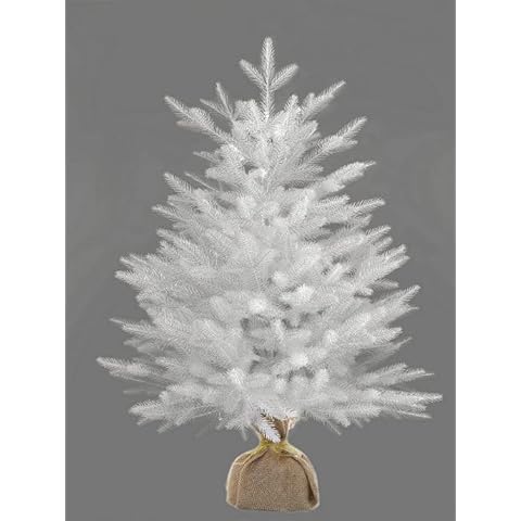 eveXmas 85 cm Artificial Christmas Tree, Onyx White, 139 Branches, 100% PE Tips, Includes Stand Hessian Cover