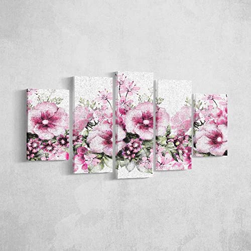 Tableau fleurs 5 pièces multicouleur Homemania nature décoration murale polyester