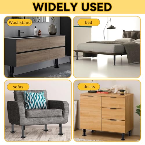 QINGYIWL 4er Set Verstellbare Möbelfüße 12-18cm inkl. Kreuzschlitzschraubendreher – Stabile Edelstahl-Füße für Sofa, Bett, Tisch – Höhenverstellbar, rutschfest, Einfache Montage, Wackelfrei