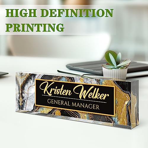 Image of Custom Name Plate for Desk, Desk Name Plate Personalized, Office Decor for Women Men, Acrylic Desktop Accessories, Office Appreciation Gifts for Boss Social Workers Teacher Nurse Employee (Black Coast)