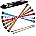 Price comparison product image Flames 'N Games TWIST Devil Stick Set (2-Colour Deco) WOODEN Sticks + Travel Bag! Juggling Devil sticks 4 Beginners & Pro's! (Black/Red)