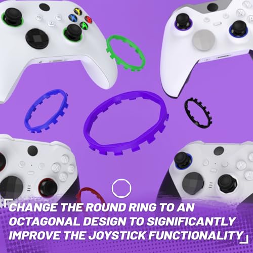 Image of Redesigned Replacement Octagonal Gated Sticks Accent Rings for Xbox Elite Series 2 Core, for Elite Series 2, for Xbox Elite, for eXtremeRate ASR Version Shell for Xbox Series X /S Controller - Purple