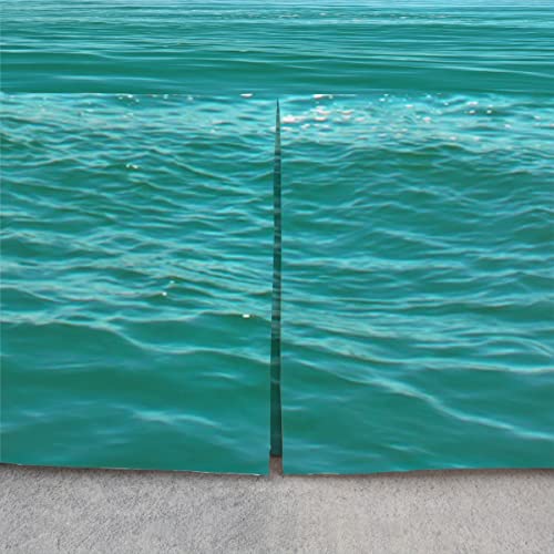 Nautical Lighthouse Bed Skirt Queen Size,Blue Ocean Bed Skirts For Kids Teens,Sea Waves Bedskirt Mediterranean Islands Tropical Bedding Decor Coastal Bed Skirts Hawaii Beach Scenery Ocean Decor #TOP3