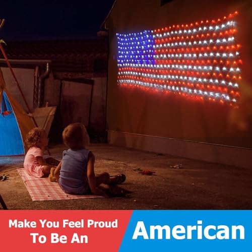 Solar American Flag String Lights - Waterproof 420 Led Solar Powered Flag Net Light for 4th of July Memorial Day Decorations Yard Garden Christmas Festival Holiday Patriotic Party Decoration Outdoor by Decute - Used condition - Image 9