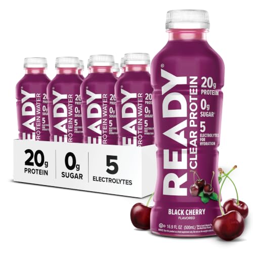 Ready Clear Protein Water, Black Cherry, 20g Whey Protein Isolate, 12 Pack