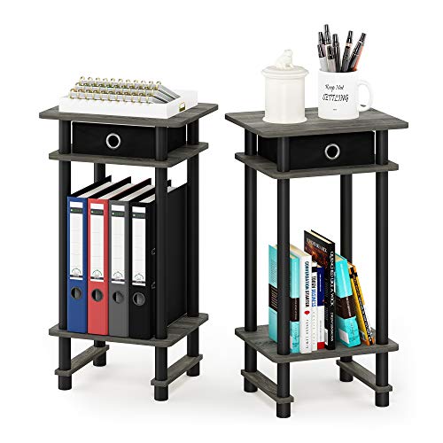 Image of Furinno Turn-N-Tube Set of 2 Toolless 3-Tier Side Table, French Oak