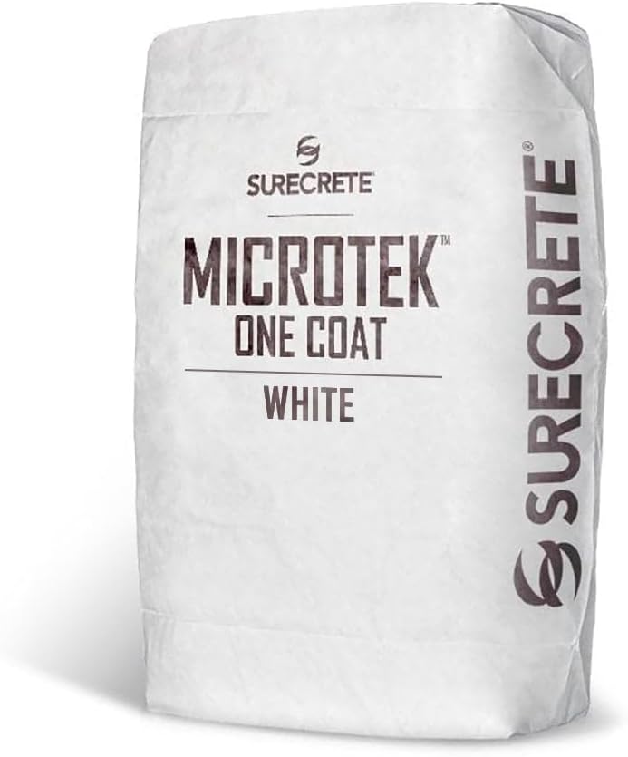 SureCrete MicroTek One Coat | White | 40 lb Bag | Microcement Overlay for Interior & Exterior Walls, Bathrooms, Fireplace Surrounds & Floors | Use with Pigment Packs for Custom Colors