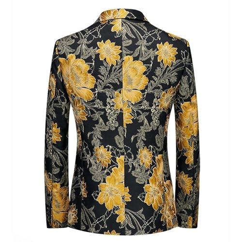 Men's Floral Print Stylish Blazer Business One-Button Suit Jacket Banquet Casual Performance Sport Coat4