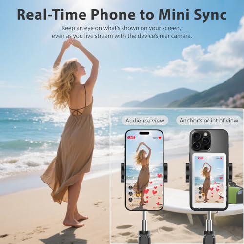Image of Magnetic Phone Vlog Selfie Monitor Screen, Back Camera Monitor for iPhone, Using Phone Rear Camera for Selfie Vlog Live Stream TikTok, Support 4K 60fps Wired Recording, for iPhone & Android