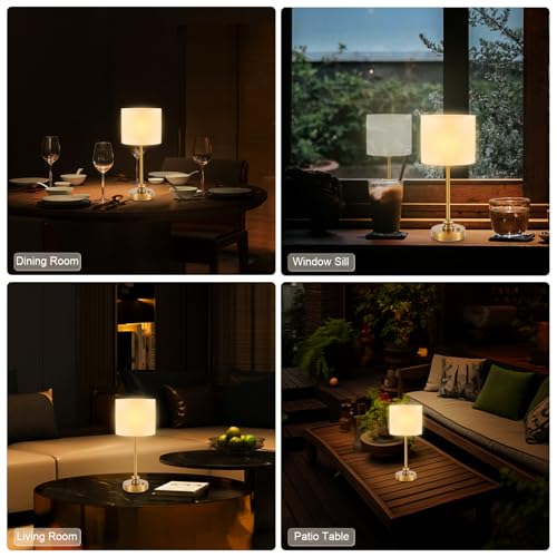 Intelive D-20628M2 Cordless Table Lamp With Dimmer, 5200Mah Battery Operated Lamp Outdoor, Small Portable Rechargeable Lamp, Touch Stepless Dimmable Table Lights For Patio Dinning Side End Table Kitchen, Antique Brass thumb #6