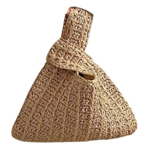Image of A.WAVE Handmade Straw Knot Bag for Women Summer Handbag Top Handdle Bag Small Cute Knot Wristlet bag Straw Bag