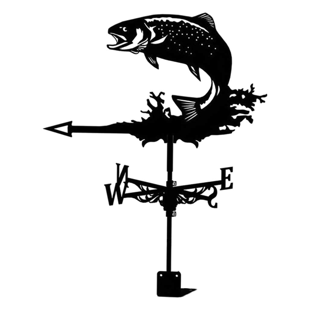 WIQUYBML wind vane Farmhouse Weather Vane Roof Mount, Wind Direction Indicator Kit Outdoor Metal Bracket Courtyard Ornament (Salmon)