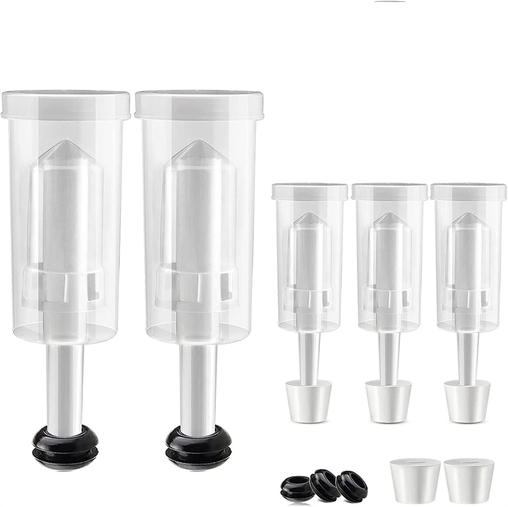 YARDHOBI 5 Packs Airlock, 3 Piece Airlocks for Fermenting with #6 Stoppers and Grommets, Air Lock Ferment, Home Brew Bubble Airlock for Fermentation Carboy (5 Airlock+5 Bung+5 Grommet Set)