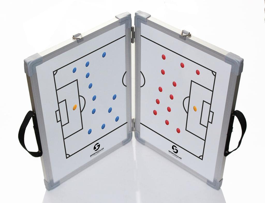 Lavagna tattica pieghevole da calcio, utilizzabile su entrambi i lati, con accessori, telaio in alluminio stabile (60 x 45)