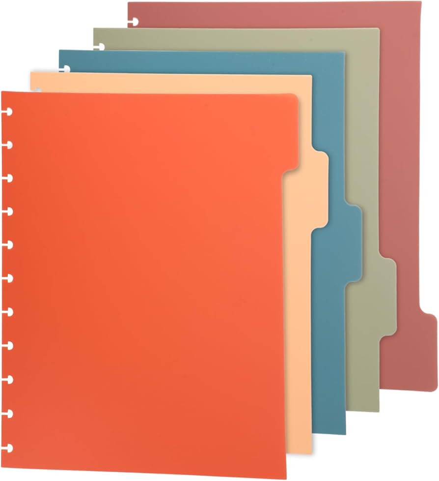 5pcs Discbound Dividers With Pocket, 9.37x7.09in Multi-Color Planner
