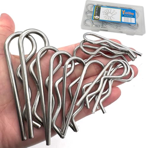 Image of 12Pcs Stainless Steel Heavy Duty Hitch Pins Clips R Clips Spring Retaining Wire Hair Pins Cotter Pin Strong Spring R Clip for Trailer Tractor Mower Carts Truck Clip 4Sizes M3x60 M3.5x75 M4x85 M5x100