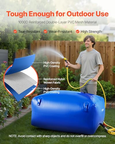 Image of VEVOR Water Storage Bladder 105.7 Gallon Large Capacity Water Bag, Portable & Collapsible Soft Waters Container, Leakproof & Tear-Resistant PVC Emergency Waters Storage Tank for RV Truck & Outdoor Use