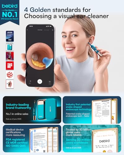 Image of Bebird Earsight Ultra Ear Wax Removal Tool Camera, FSA HSA Eligible Items, 2K HD Ear Cleaner with Flexible Ear Camera Otoscope, Painless Ear Pick Tweezers, Visual Earwax Cleaning Dropper for Family