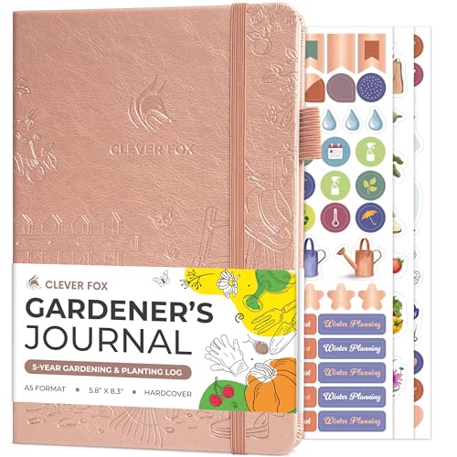 Clever Fox Gardeners Journal Guided Gardening Notebook to Plant Vegetables Flowers & Herbs 5-Year Garden Log Book for Beginners (Rose Gold)