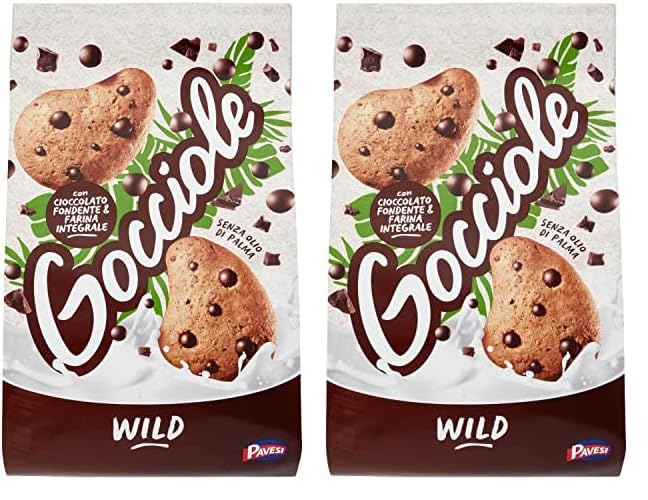 Pavesi Biscotti Gocciole Cioccolato Wild Integrali, Biscotti da Colazione - 350 gr (Confezione da 2)