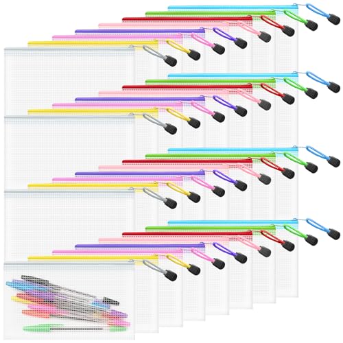 Image of 32pcs Mesh Zipper Pouch Bags Small, 8.2x4.6 Inches Zipper Pencil Bags, 8 Colors Pencil Pouch Bulk, Reusable Pencil Bags for Office Supplies and Travel Storage