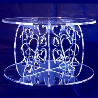 Hearts Round Acrylic Pillars Wedding & Party Cake Separators/Stands 18cm - 15cm