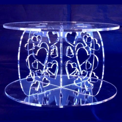 Hearts Round Acrylic Pillars Wedding & Party Cake Separators/Stands 18cm - 15cm