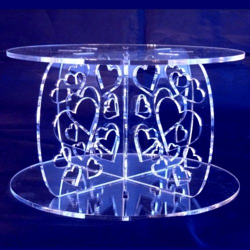 Hearts Round Acrylic Pillars Wedding & Party Cake Separators/Stands 25cm - 23cm