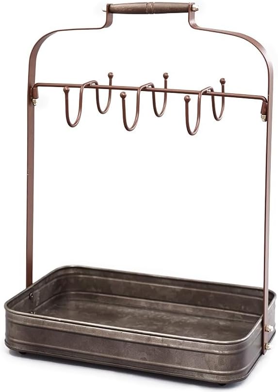The Lakeside Collection Farmhouse Metal Coffee Mug Rack