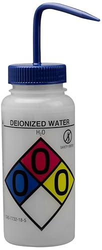 SP Bel-Art GHS - Botellas de lavado de agua desionizadas con ventilación de seguridad, 16.9 fl oz (16 onzas), polietileno con tapa de polipropileno