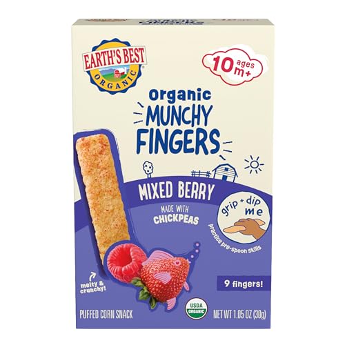 Earths Best Munchy Fingers Mixed Berry 1 Oz (Pack of 4)