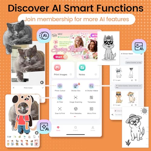 Image of Phomemo Sticker Printer, Bluetooth Thermal Mini Printer for DIY and Study | Phomemo M02 Mini Printer Sticker Maker, Sticker Printer Maker for Diaries /Photos, Portable Label Maker for Home /Travel, Black