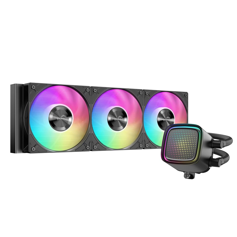 Dissip. Liquido SAMA L50 360mm ARGB, Specchio Infinito, Intel/AMD, Nero | Dissipatore a Liquido per CPU Silenzioso ad Alto Flusso, 3 Ventole PWM da 120mm
