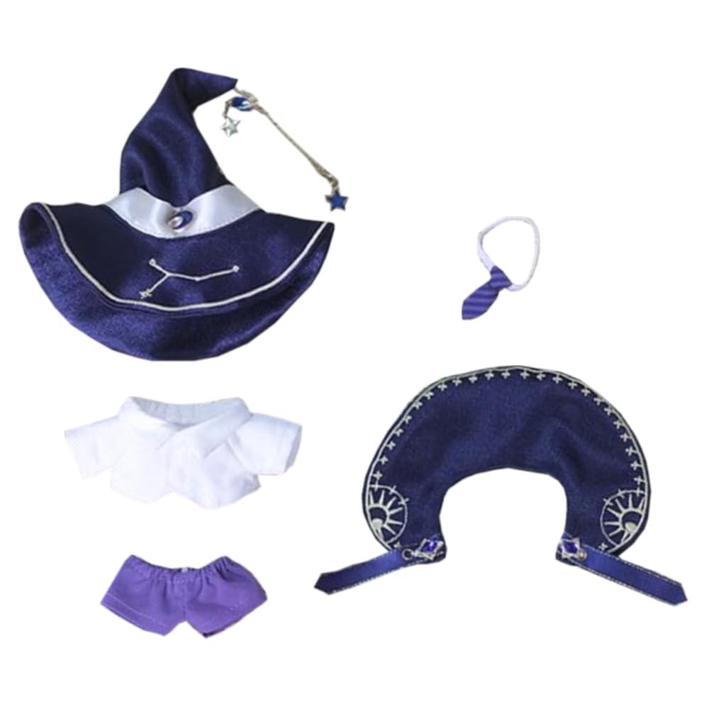 niannyyhouse 10cm 20cm Plush Doll Clothes Hat Shawl Vest Shirt Pants Tie Shoes Magic Suit Doll Accessories Dress Up (Purple, 10cm)