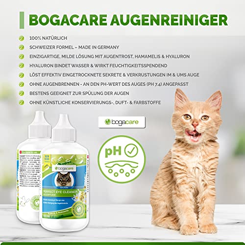 Bogacare Perfect Eye Cleaner - Augenpflege Katze entfernt effektiv Tränenstein & Verkrustungen - Augenreiniger Katze - Ohne Augenbrennen, UBO0208, 100 ml (1er Pack)