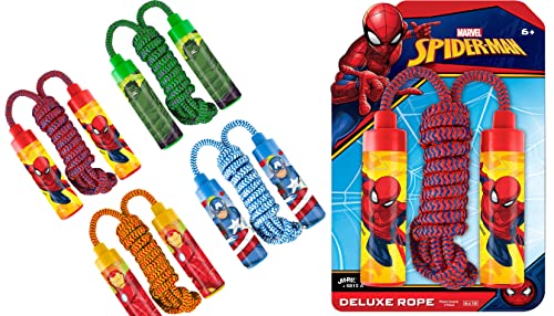 JA-RU Marvel Avengers Adjustable Jump Rope for Kids (1 Unit Assorted) Super Hero Nylon Skipping Rope for Kids | Outdoor Recess Toys & Physical Education Equipment For Elementary Students. Assorted-6815 (1 Spiderman) (1 Spiderman)