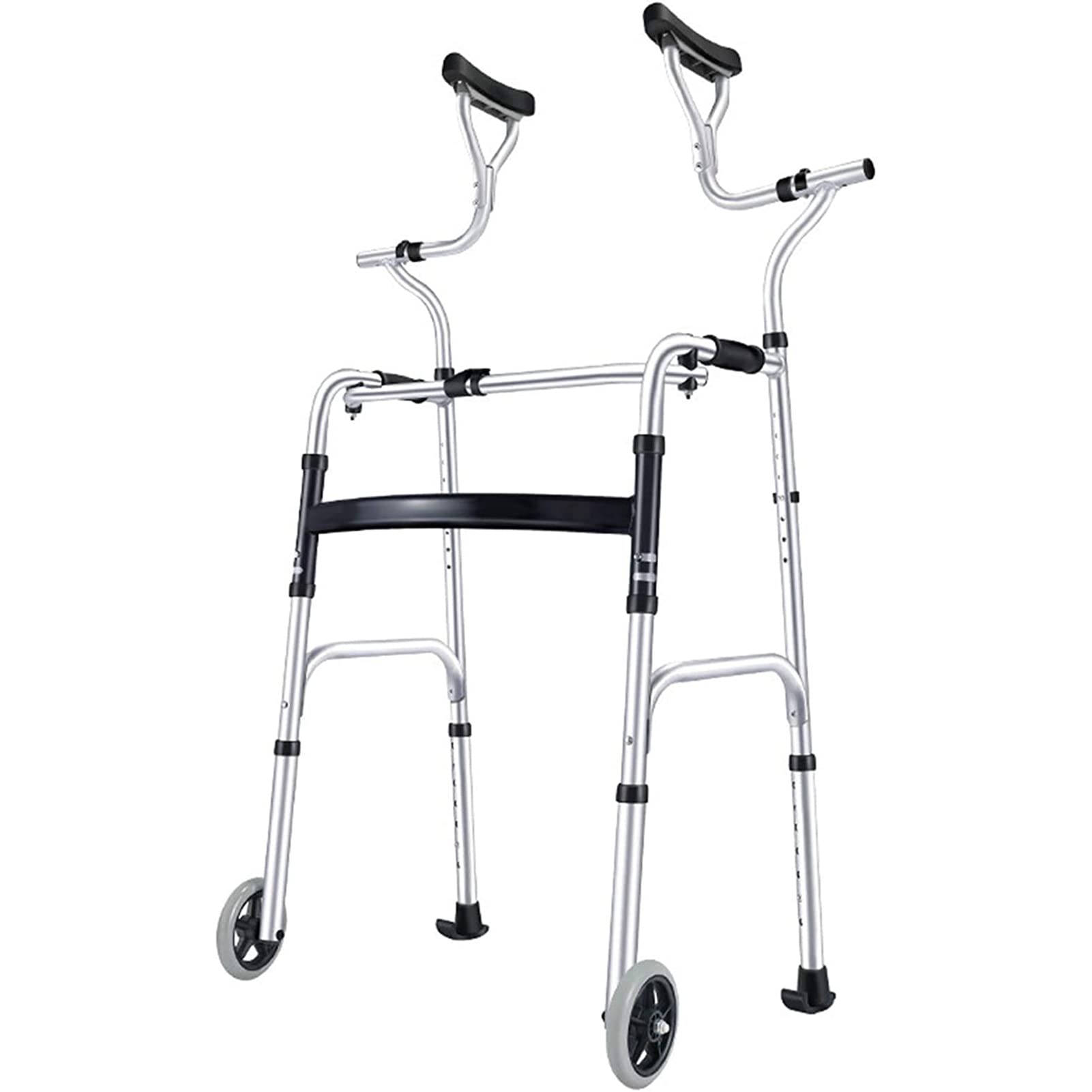 Déambulateur à roues pour handicapé avec support de marche et accoudoir
