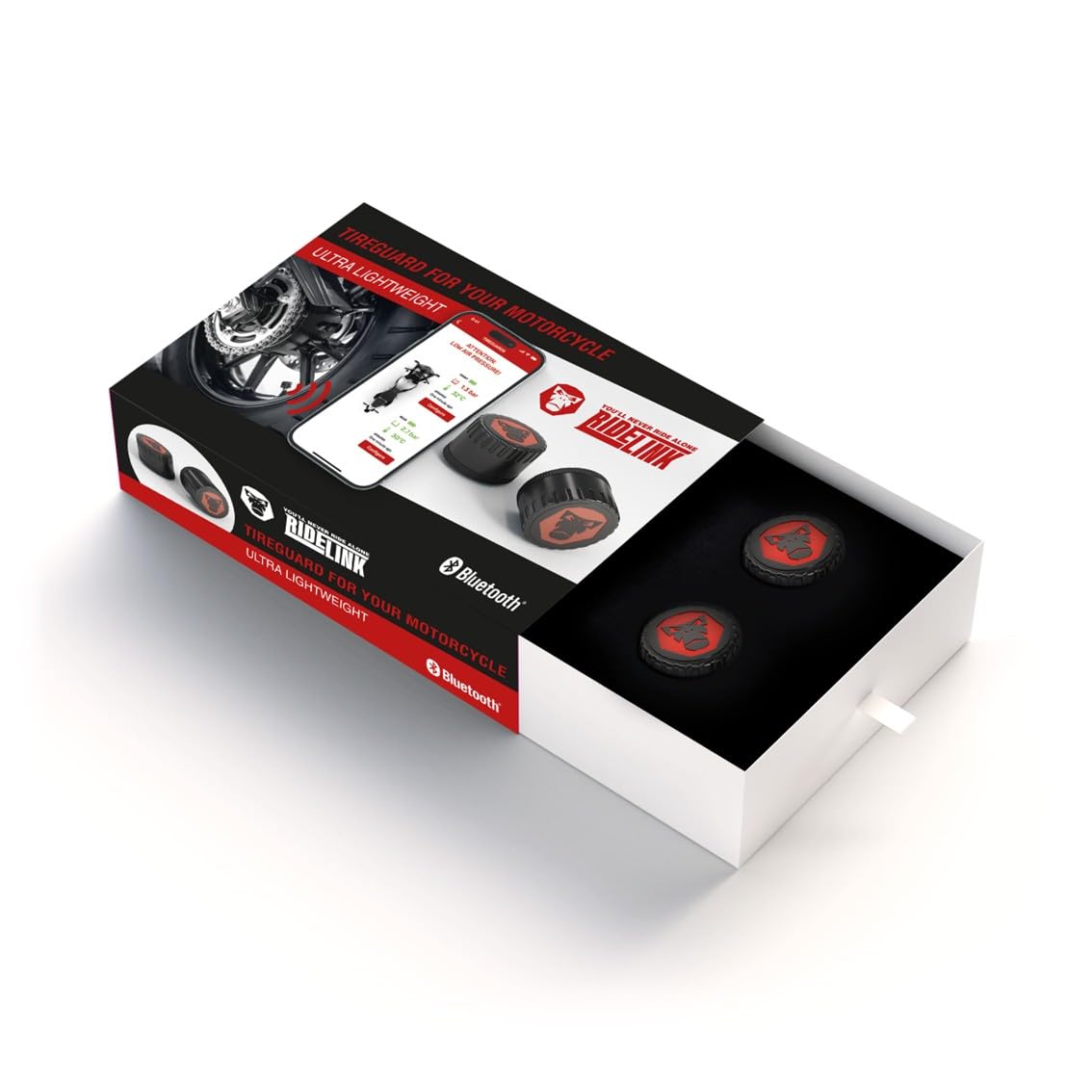 TPMS | Sensores de presión de neumáticos | Temperatura de los neumáticos | Bluetooth 5.0 | Válvula de 3,5" | 8 Gramos por Sensor | App | Navegación | Seguimiento | Planificación de rutas | Especificaciones: Bluetooth: v5.0
