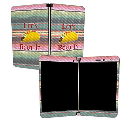 Image of MightySkins Carbon Fiber Skin for Microsoft Surface Duo - Lets Taco Bout It | Protective, Durable Textured Carbon Fiber Finish | Easy to Apply | Made in The USA