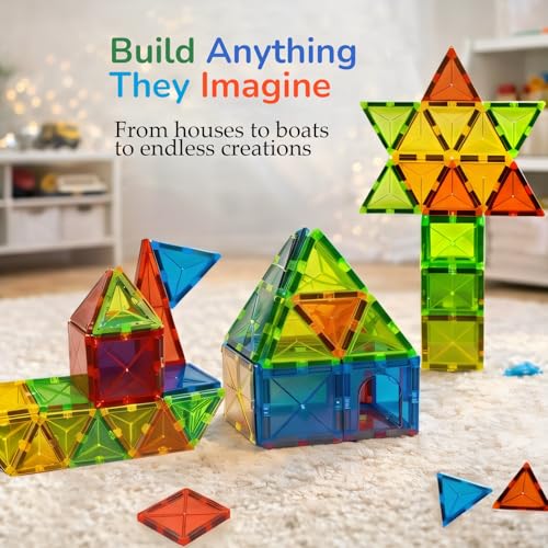 Image of LATI Magnetic Tiles Starter Set for Kids,Beginner Magnetic Building Blocks for Early Learning, Build in 2D & 3D, Open-Ended STEM Building Toy,Easy to Start for Early Builders,Toy Gift for Ages 3-6