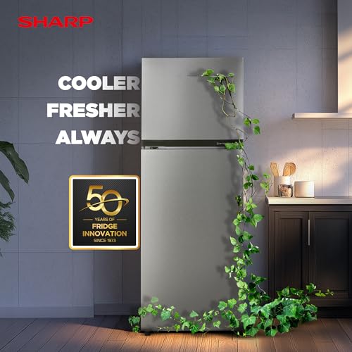 Image of SHARP 265 L Frost Free Double Door 2 Star Refrigerator |Japan 7 Shield Protection|Hi-Tech Inverter | (Silver Hairline, SJ-FF305V2-PSH)