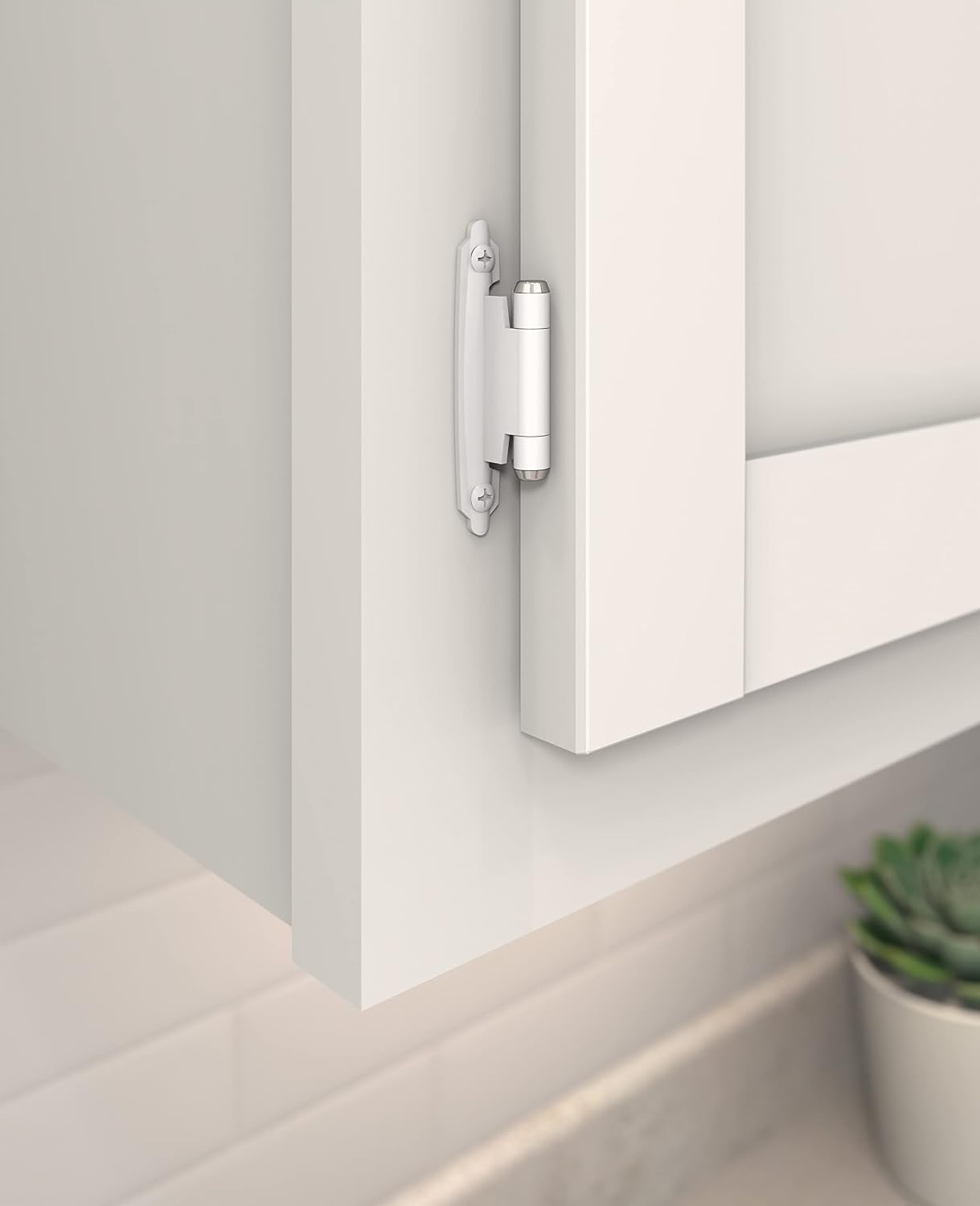 Amerock | Cabinet Hinge | Variable Overlay | White | 2 Pack | Self-Closing | Face Mount | Cabinet Door
