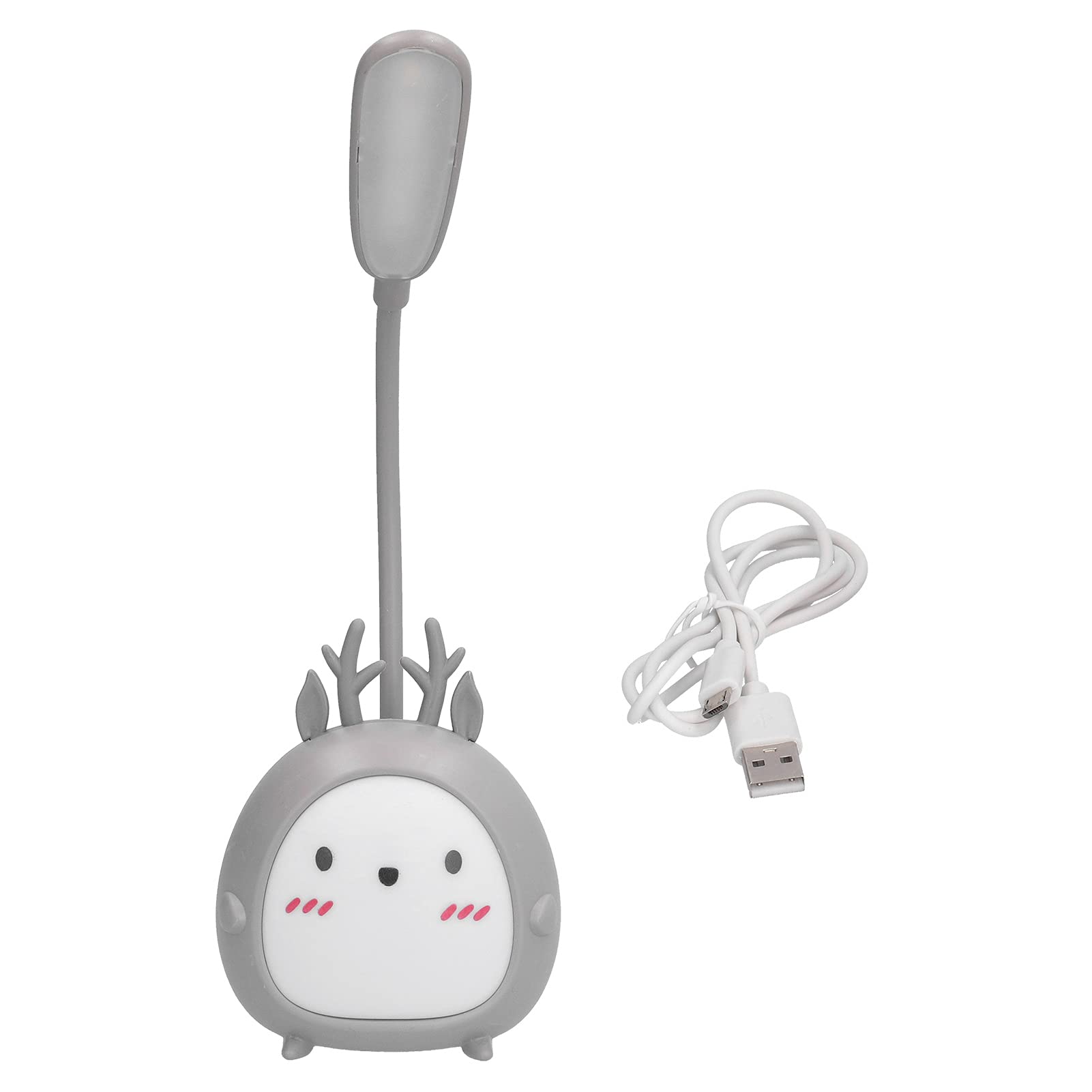 KIMISS Lámpara de Escritorio LED de Animales de Dibujos Animados con Portalápices - Luz Nocturna Recargable USB para - Diseño de Alce que Cuida los Ojos - Compañero de Estudio y