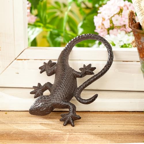 Estatua de lagarto de hierro fundido vintage miniatura 6
