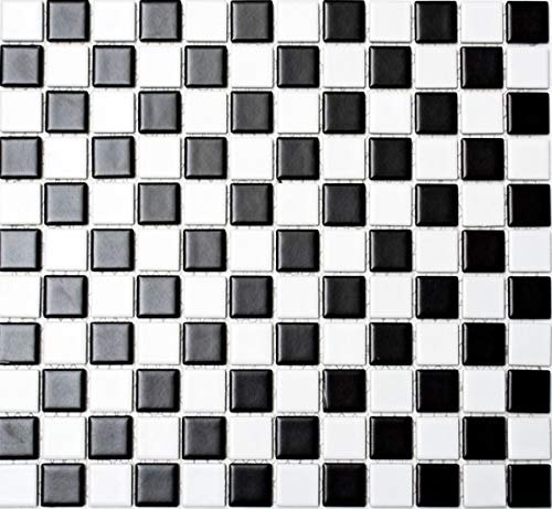Mosaico azulejos cerámica tablero de ajedrez negro blanco mate azulejos espejo MOS18-0305